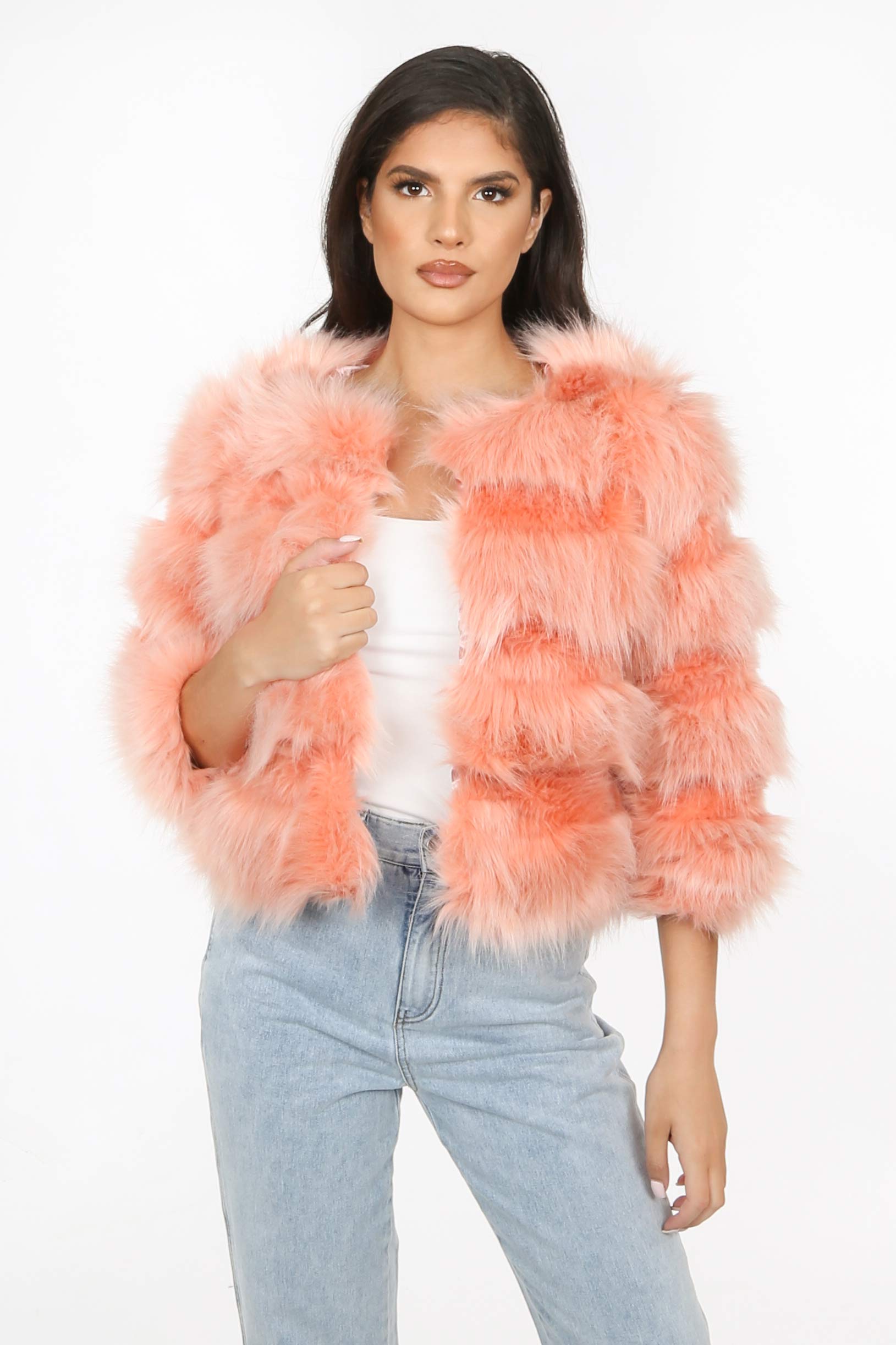 Rose Cropped Super Soft Faux Fur Jacket