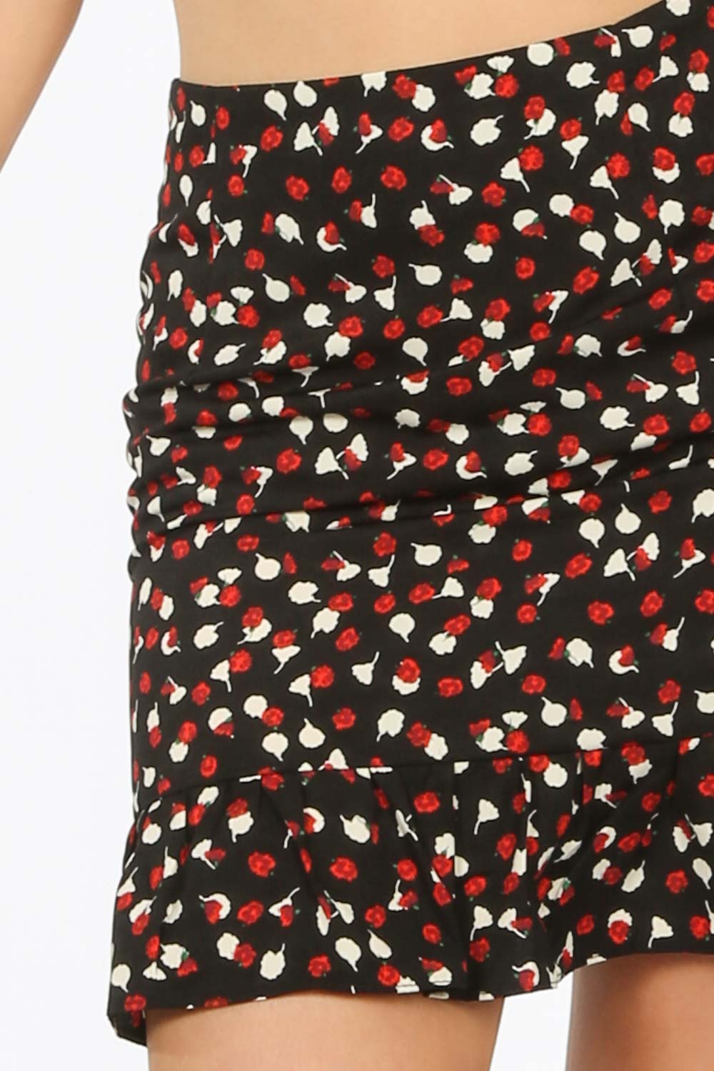 Black Floral Frill Mini Skirt