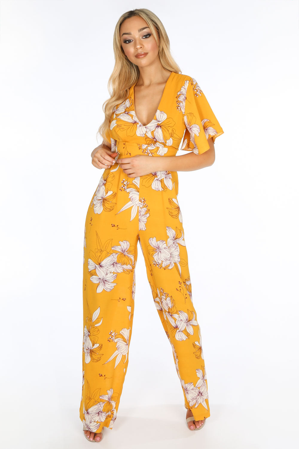 Yellow Floral Print Jumpsuit