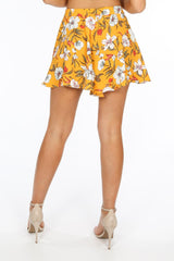 Yellow Flowy Floral Printed Shorts