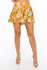 Yellow Flowy Floral Printed Shorts