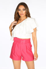 Fuchsia Tailored Belted Shorts