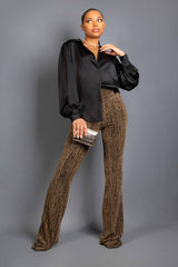 Gold Shimmer Flare Trousers