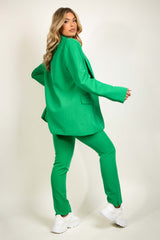 Jade Green Oversized Relaxed Fit Blazer