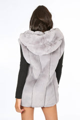 Grey Luxe Faux Fur Hooded Gilet