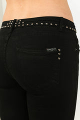 Black Skinny Cropped Jeans With Stud Detail
