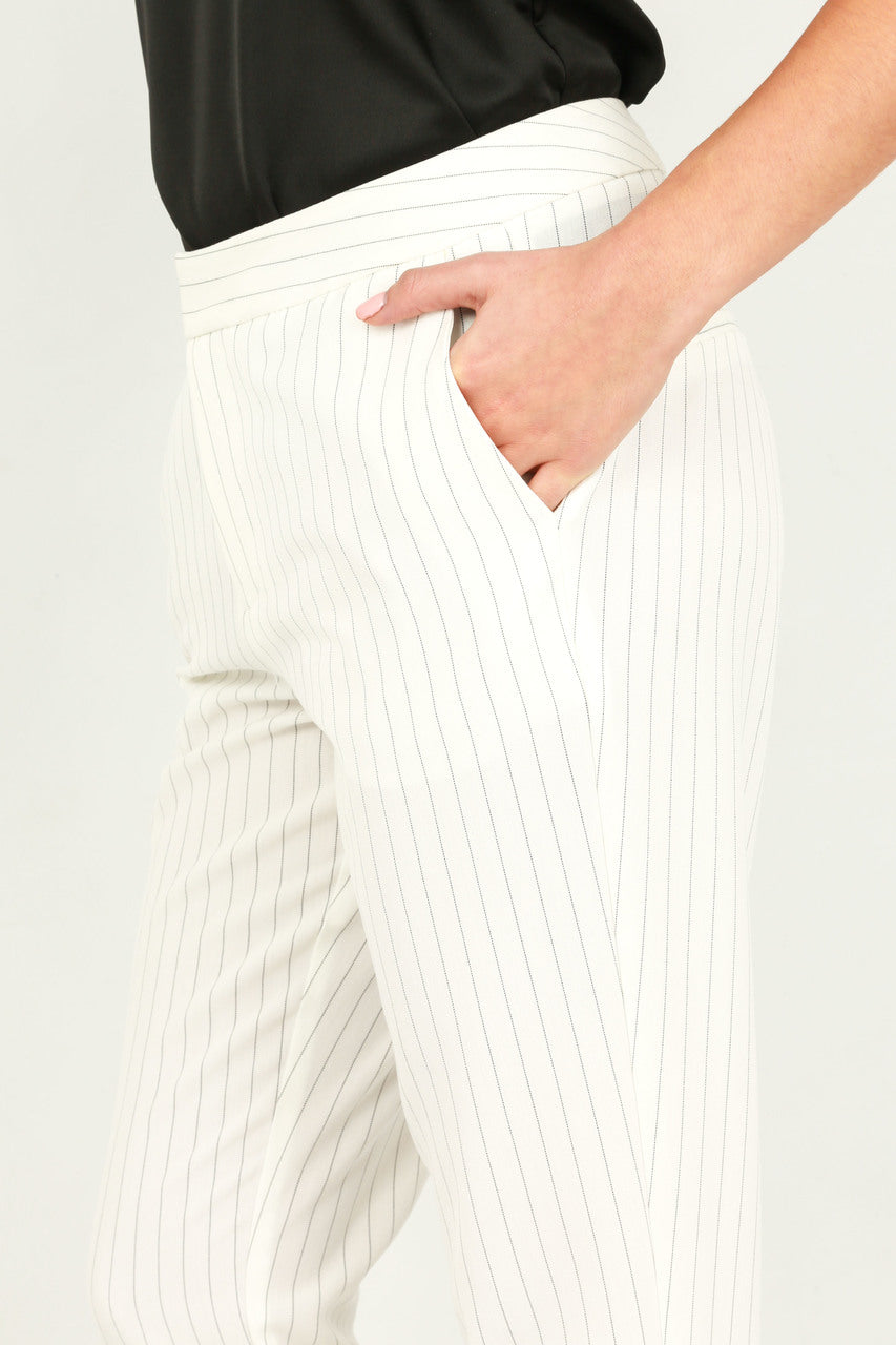 Cream Tailored Pinstripe Trouser