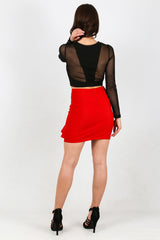 Red Mini Skirt With Frill Detail