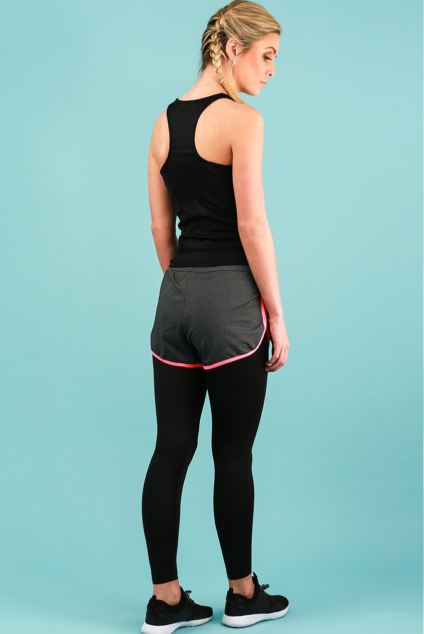 Grey & Mint Gym Legging With Over Shorts