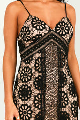 Black Premium Crochet Contrast Cami Dress