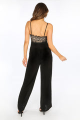 Black Contrast Lace Jumpsuit