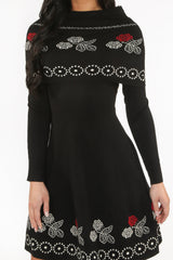Black Fine Knitted Snood Skater Dress