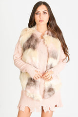 Cream & Pink Faux Fur Gilet