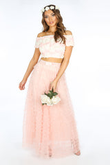 Pink Bridal Maxi Layered Tulle Skirt