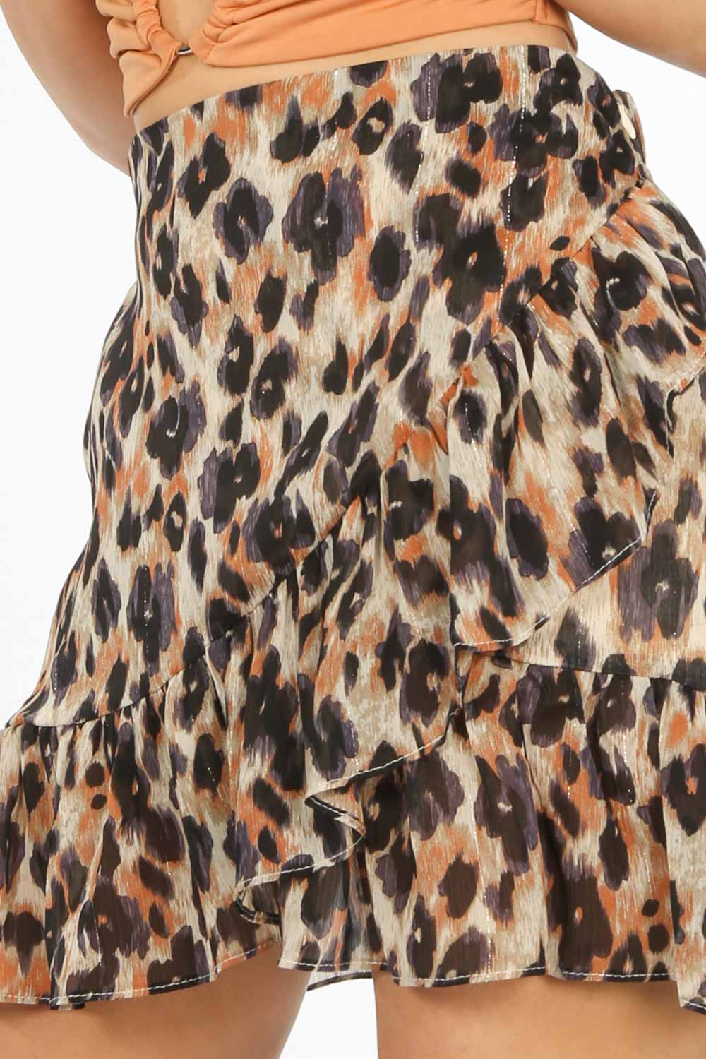 Taupe Leopard Print Mini Skirt