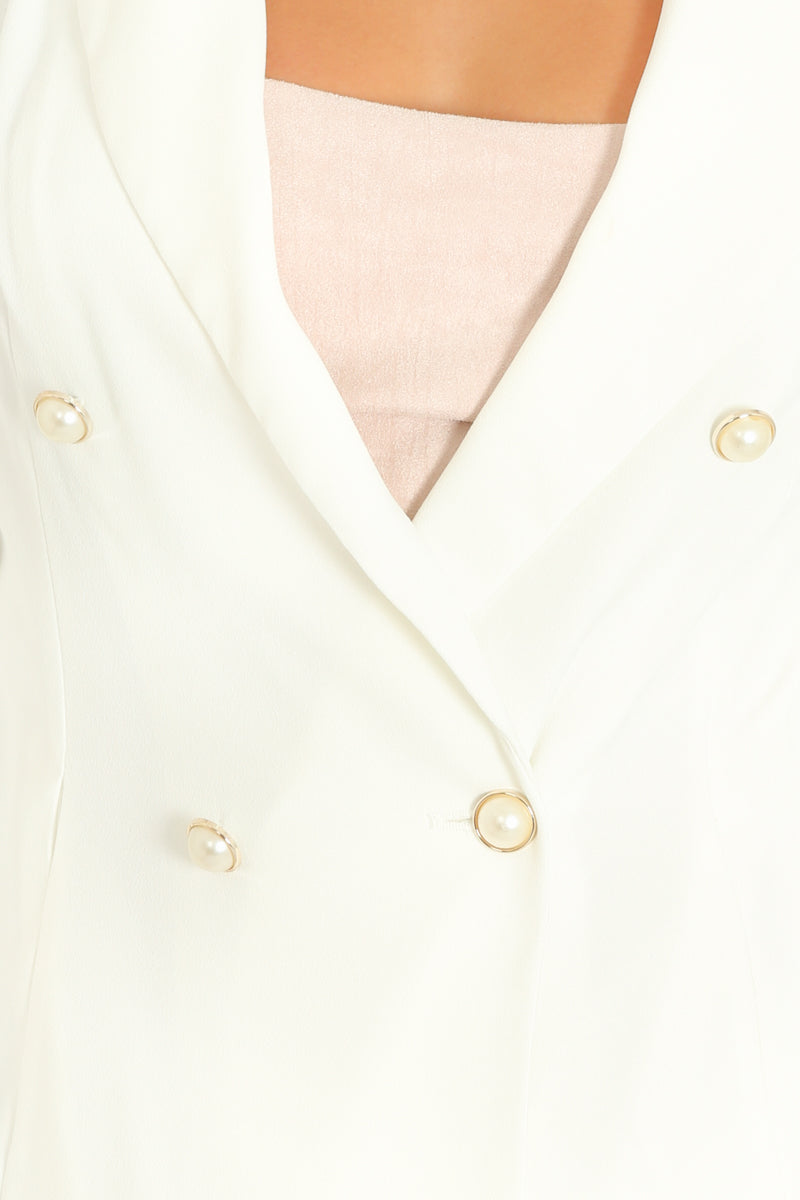 White Lightweight Pearl Button Blazer