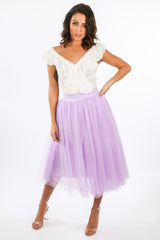 Lilac Midi Tulle Skirt
