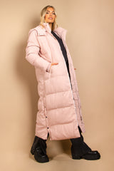 Baby Pink Hooded Longline Coat