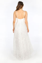 Bridal White Floral Embroidered Lace Maxi Dress