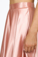 Pink Satin Maxi Skirt