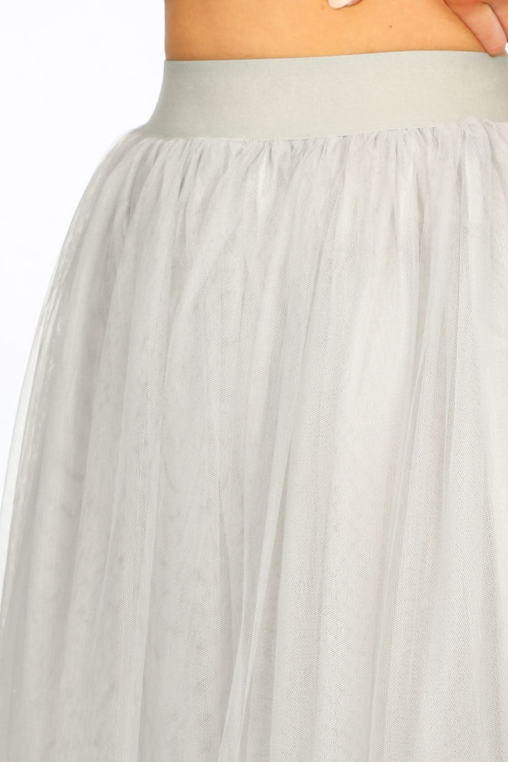 Grey Midi Tulle Skirt