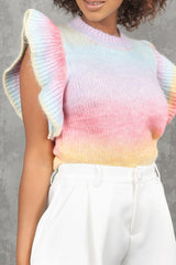 Multi Ruffle Trim Knitted Top