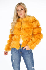 Mustard Super Soft Faux Fur Jacket