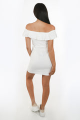 White Frill Bardot Day Dress