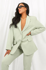 Pastel Green Oversized Relaxed Fit Blazer