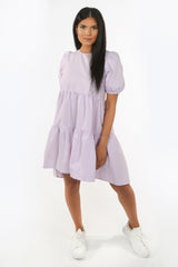 Lilac Short Sleeve Midi Smock Dress