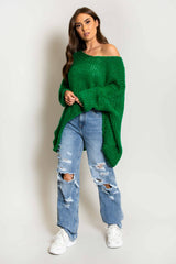 Forest Green Open Knit Sweater