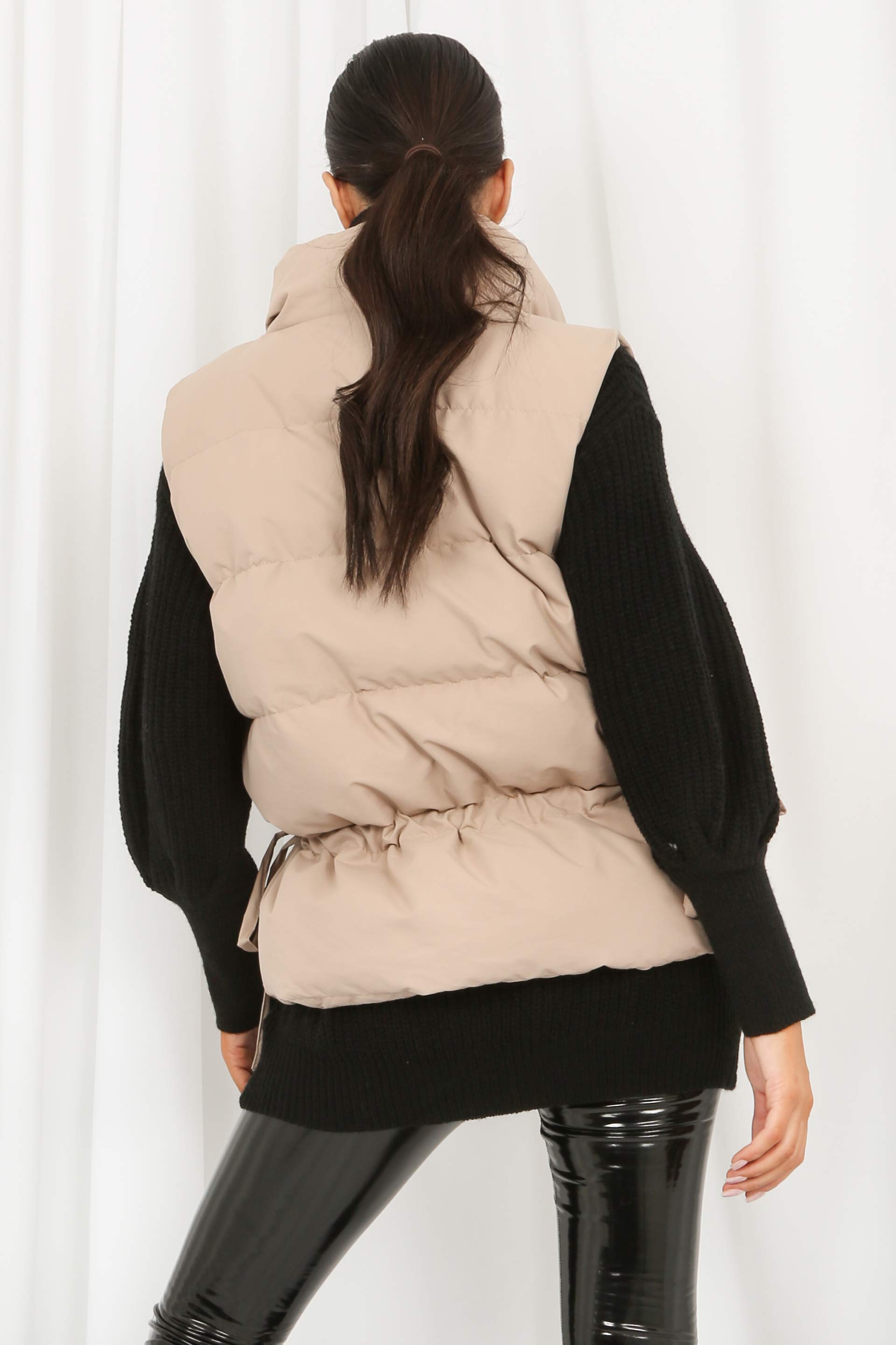 Beige Utility Quilted Padded Gilet