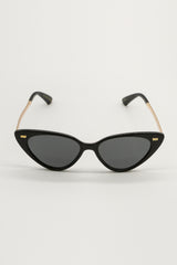 Black Chunky Cat Eye With Gold Bar Sunglasses