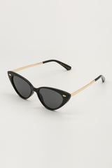 Black Chunky Cat Eye With Gold Bar Sunglasses