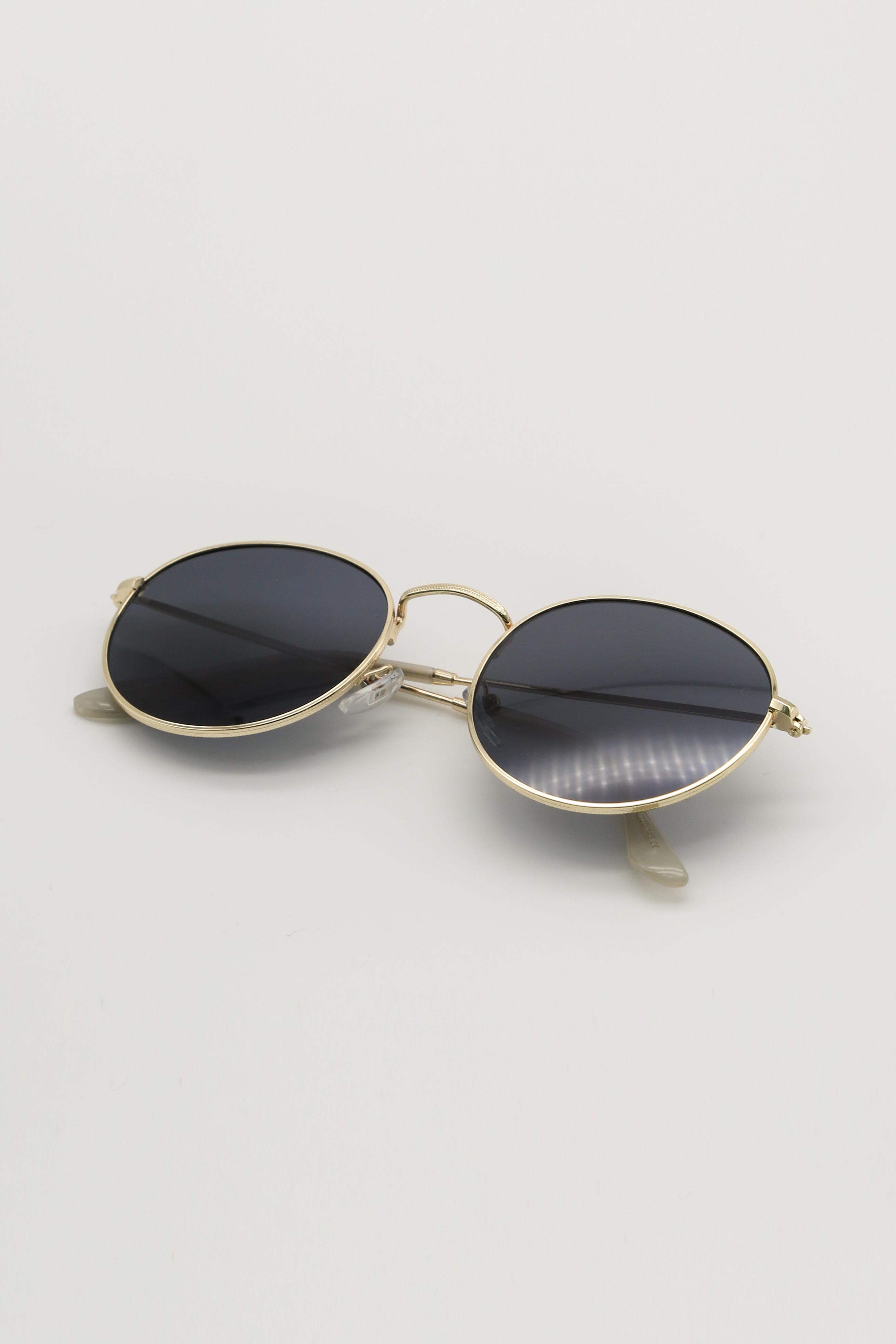 Tinted Gold Frame Round Sunglasses