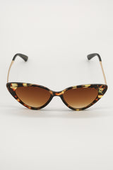Tortoiseshell Chunky Cat Eye With Gold Bar Sunglasses