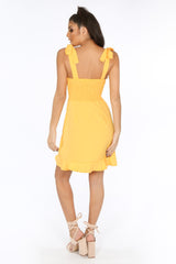 Yellow Pinafore Dress With Frill Hem