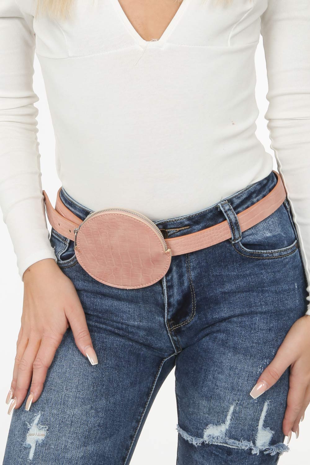 Blush Pink Circular Mini Belt Bag