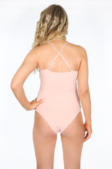 Pink Sequin Front Plunge Bodysuit