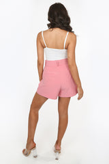 Dusky Pink Belted Tailored Shorts