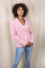 Baby Pink Double Breasted Tailored Blazer