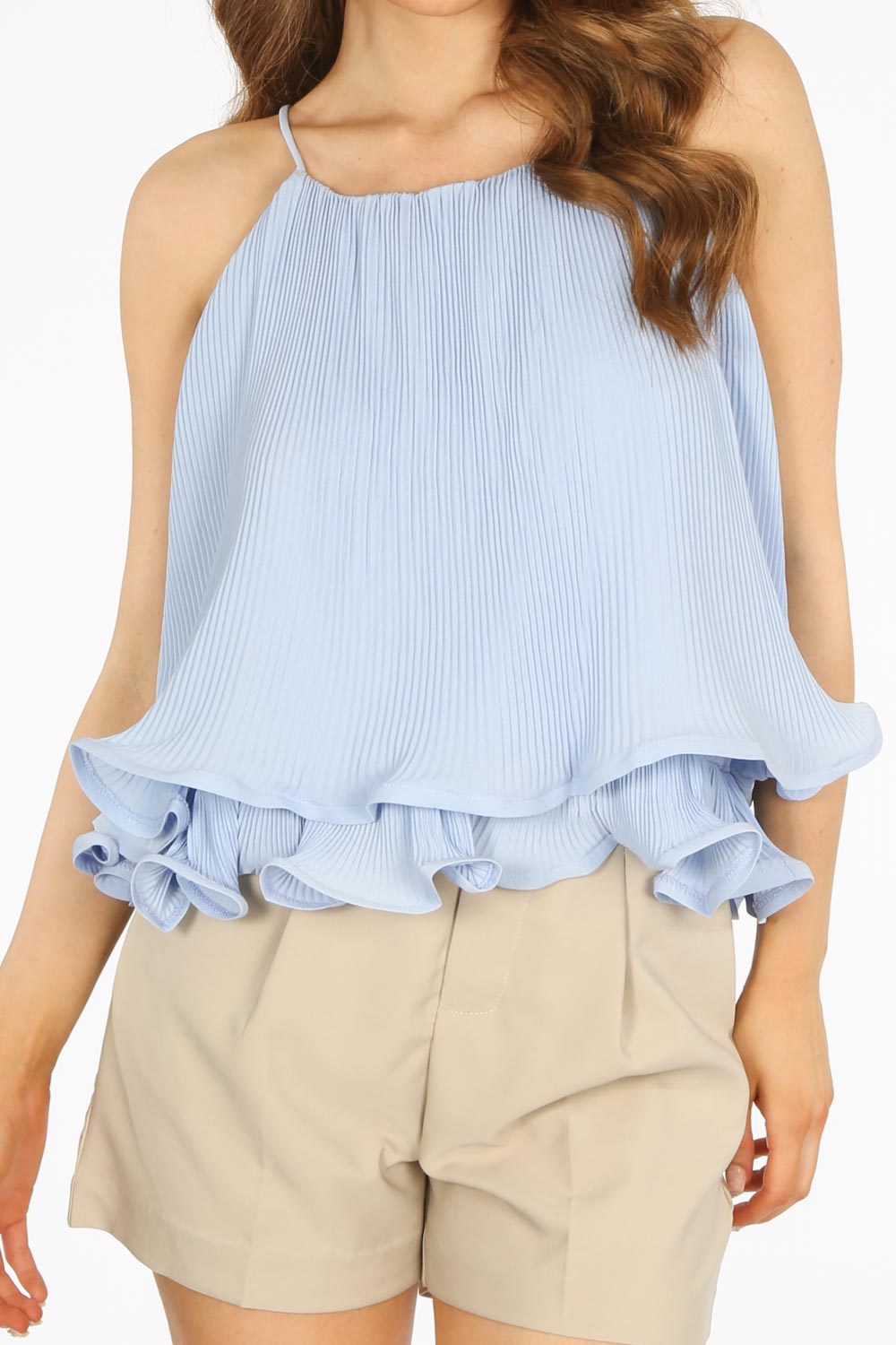 Blue Pleated Swing Cami Top