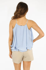 Blue Pleated Swing Cami Top