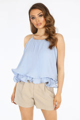 Blue Pleated Swing Cami Top