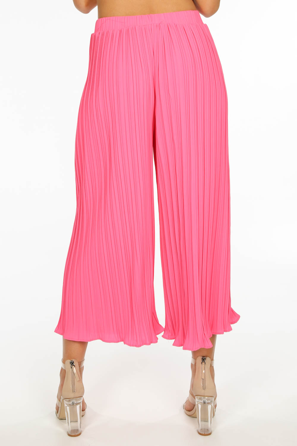 Fuchsia Crinkle Pleat Palazzo Trousers and Cami