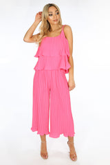 Fuchsia Crinkle Pleat Palazzo Trousers and Cami