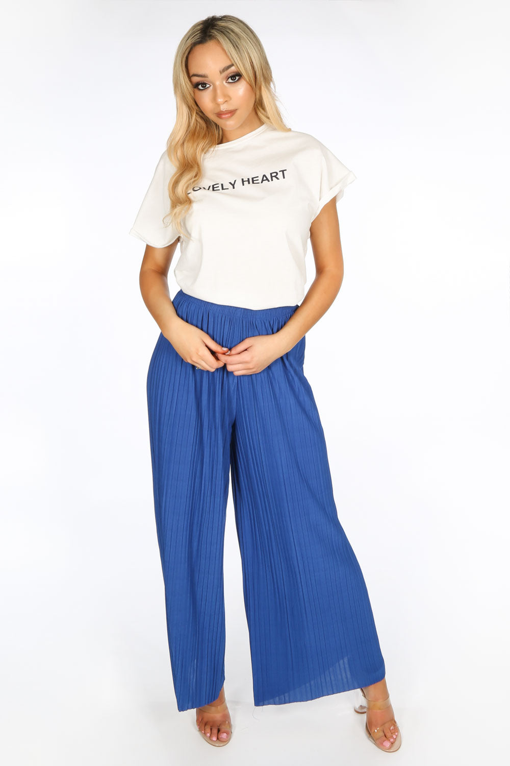 Cobalt Blue Pleated Palazzo Trouser