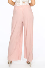 Pink Pleated Palazzo Trouser