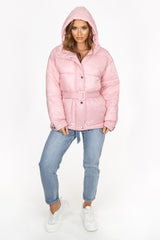 Pink Quilted Belted Puffer Jacket