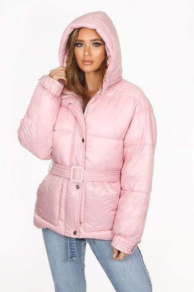 Pink Quilted Belted Puffer Jacket | Dressed in Lucy